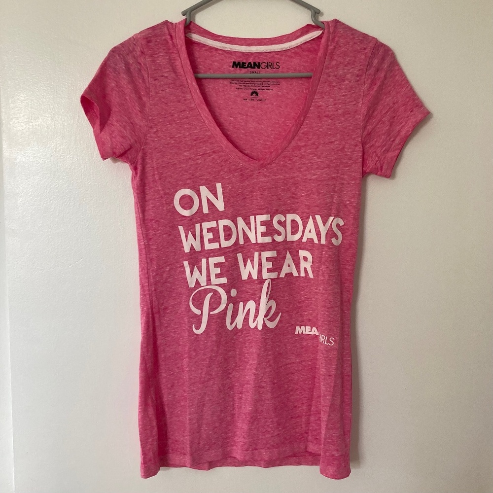 Mean Girls “On Wednesdays We Wear Pink” Heathered Pink Tee - Women’s Small